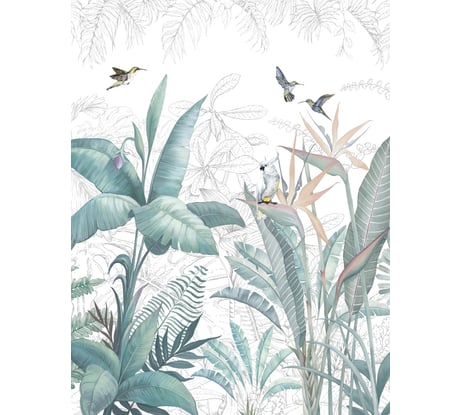 Фотообои Dekor Vinil Тропические листья с птицами 200х260 см 7584dv