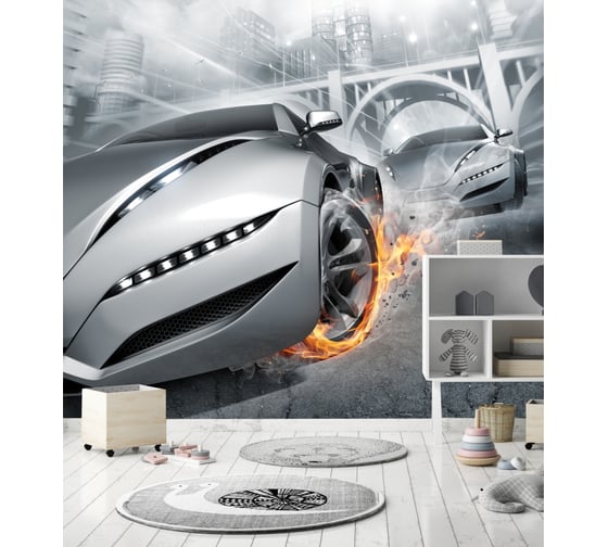 Фотообои Dekor Vinil Серые гоночные машины 300х260 см 5982dv