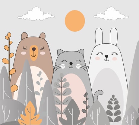 Фотообои Dekor Vinil Рисованные животные в сказочном лесу 300х260 см 7780dv