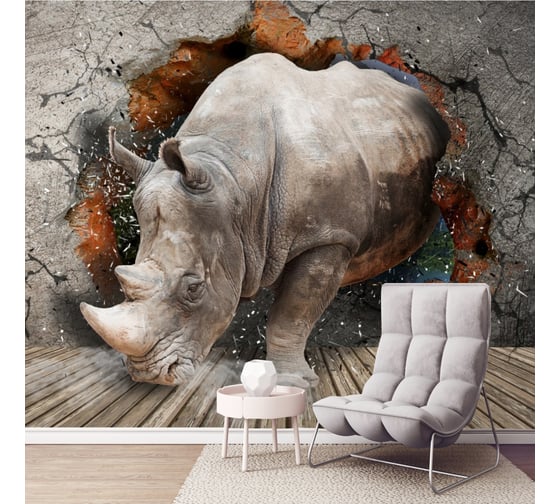 Фотообои Dekor Vinil Носорог с эффектом 3D 300х260 см 8209dv