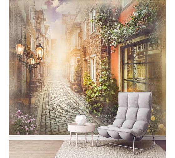 Фотообои Dekor Vinil Европейская улочка с цветами 300х260 см 7730dv