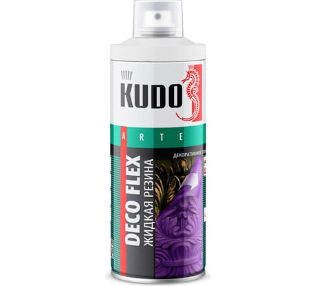 Аэрозольная краска в баллончике KUDO DECO FLEX для декоративных работ ЖИДКАЯ РЕЗИНА прозрачная KU-5351