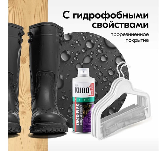 Аэрозольная краска в баллончике KUDO DECO FLEX для декоративных работ ЖИДКАЯ РЕЗИНА прозрачная KU-5351