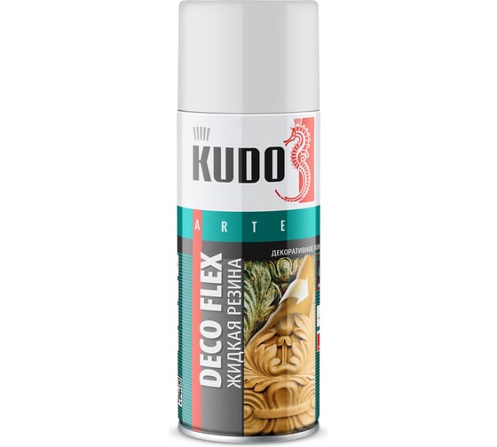 Аэрозольная краска в баллончике KUDO DECO FLEX для декоративных работ ЖИДКАЯ РЕЗИНА прозрачная KU-5351