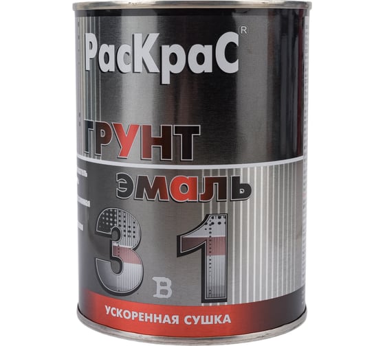 Грунт-эмаль РасКрас 3 в 1, RAL 6005 темно-зеленый, банка 0,9 кг 4690417023592