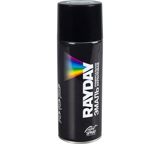 Акриловая аэрозольная краска RAYDAY Ral 9005 черная, глянцевая, 520 мл Rd-077 223223