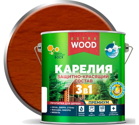 Защитно-красящий состав 3в1 для древесины FARBITEX Карелия Груша, 2.7 л, WOOD EXTRA 4300016876