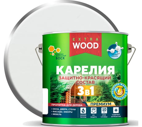 Защитно-красящий состав 3в1 для древесины FARBITEX Карелия Белый, 2.7 л, WOOD EXTRA 4300016868