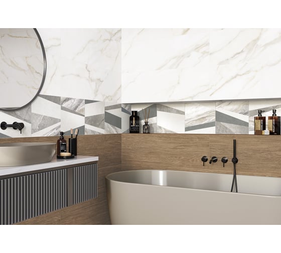 Плитка облицовочная AlmaCeramica Alma Ceramica Anturin 300х900х8,5, 1.35м2, белый TWU3090ATU07R 1