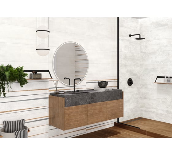 Плитка облицовочная AlmaCeramica Alma Ceramica Dakar 300х900х8,5, 1.35м2, 5 шт в уп, светло-серый TWU3090DKR07R 1