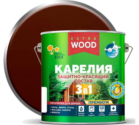 Защитно-красящий состав 3в1 для древесины FARBITEX Карелия Махагон 2.7 л, WOOD EXTRA 4300016881 1