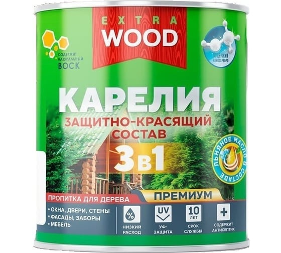 Защитно-красящий состав 3в1 для древесины FARBITEX Карелия Олива 2.7 л, WOOD EXTRA 4300016882
