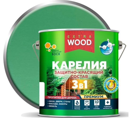 Защитно-красящий состав 3в1 для древесины FARBITEX Карелия Олива 2.7 л, WOOD EXTRA 4300016882 1