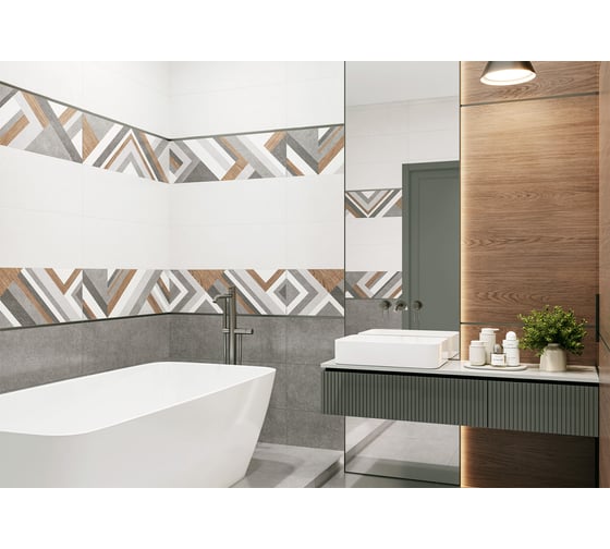 Плитка облицовочная AlmaCeramica Stereo 300х900х8.5, 1.35м2, 5 шт в уп, белый TWU3090STO07R 1