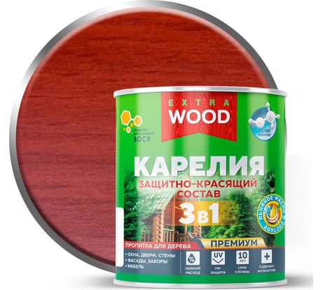 Защитно-красящий состав Farbitex 3в1 для древесины каштан Карелия (0.75 л) WOOD 4300016705