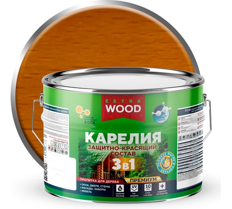 Защитно-красящий состав Farbitex 3в1 для древесины Карелия Калужница (9 л) WOOD 4300016982