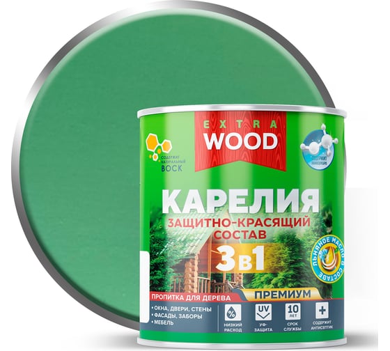 Защитно-красящий состав Farbitex WOOD 3в1 для древесины олива Карелия, 0.75 л 4300016708 1