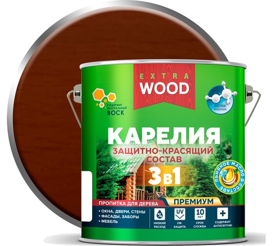 Защитно-красящий состав Farbitex 3в1 для древесины Карелия Тик (2.7 л) WOOD EXT 4300016888 1
