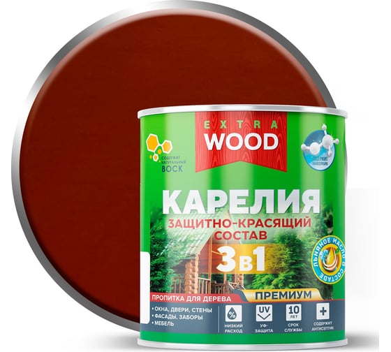 Защитно-красящий состав Farbitex 3в1 для древесины красное дерево Карелия (0.75 4300016706 1