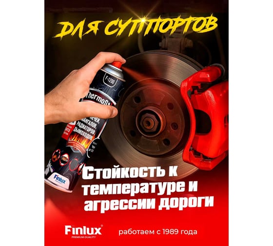 Термостойкая кремнийорганическая эмаль Finlux F-1200 для металла, печей, мангалов, радиаторов, дымоходов, суппортов, черная, 1000 градусов, аэрозоль 4603783218776