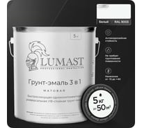 Грунт-эмаль 3 в 1 по ржавчине Lumast professional protection матовая, белая, 5 кг 288M5KK-9003