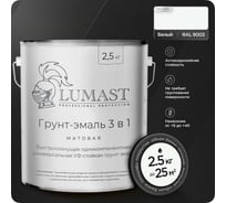 Грунт-эмаль 3 в 1 по ржавчине Lumast professional protection матовая, белая 2.5 кг 288M2K5-9003