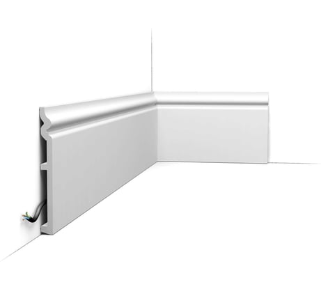 Плинтус напольный Oracdecor дюрополимер CONTOUR Orac белый, под покраску SX206