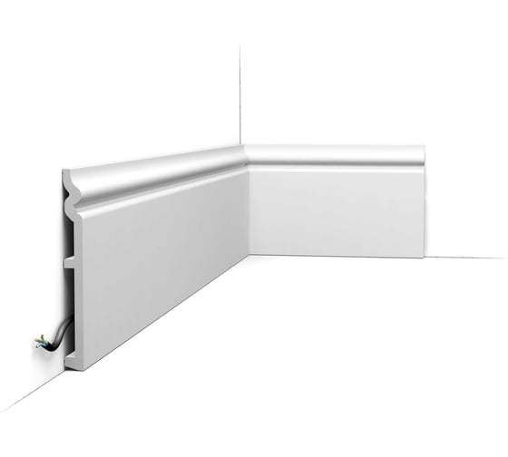 Плинтус напольный Oracdecor дюрополимер CONTOUR Orac белый, под покраску SX206 1