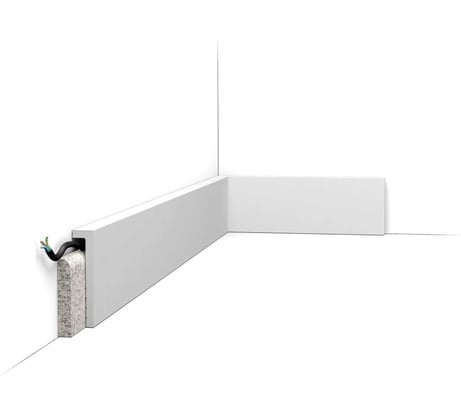 Плинтус напольный Oracdecor дюрополимер SQUARE Orac белый под покраску SX171