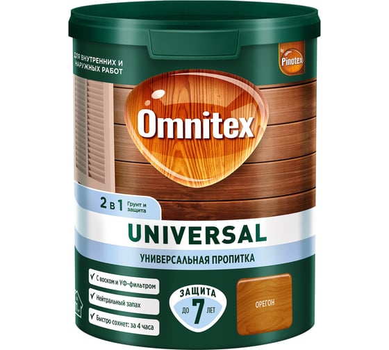 Пропитка Omnitex by Pinotex Universal 2 в 1 Орегон, 0.9л 50035531 1