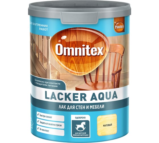 Лак Omnitex by Pinotex Lacker Aqua10 матовый, 1л 50035140 1