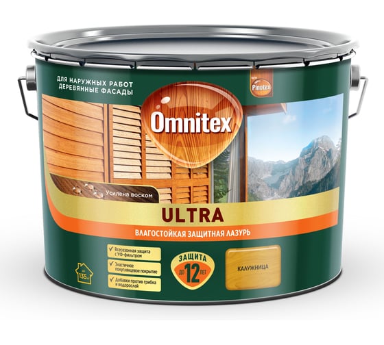 Влагостойкая лазурь Omnitex by Pinotex Ultra Калужница 9л 50035907 1