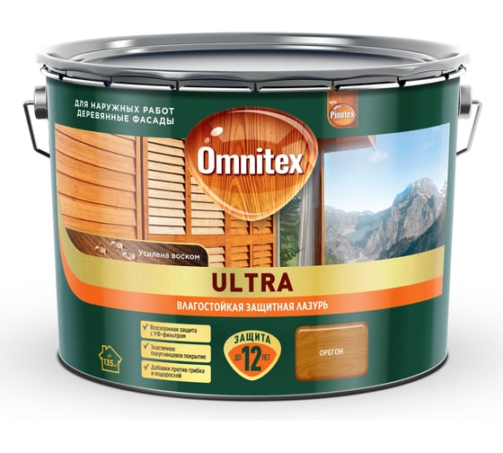 Влагостойкая лазурь Omnitex by Pinotex Ultra Орегон 9л 50035806 1