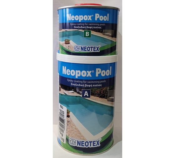 Эпоксидная 2К краска для бассейнов NEOTEX NEOPOX POOL A+B 1кг, голубая, Ral 1533 15845300 1