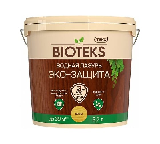Водная лазурь ТЕКС Bioteks Эко-защита (сосна; 2.7 л) 118676 1