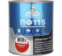 Эмаль ЭКСПЕРТ ПФ-115 глянцевая, красная, 2.7 кг 26627