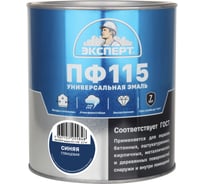 Эмаль ЭКСПЕРТ ПФ-115 глянцевая, синяя, RAL 5005 2.7 кг 34123