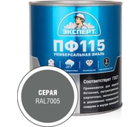 Эмаль ЭКСПЕРТ ПФ-115 глянцевая, серая, RAL 7005 2.7 кг 34118