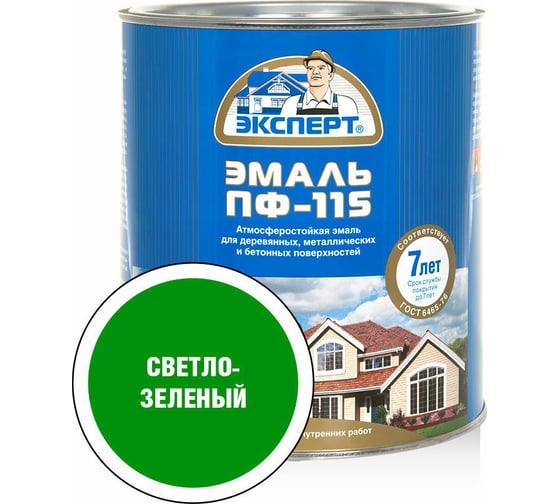Эмаль ЭКСПЕРТ ПФ-115 глянцевая, светло-зеленая, 2.7 кг 28404 1