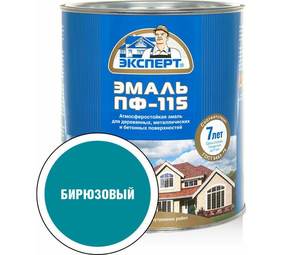 Эмаль ЭКСПЕРТ ПФ-115 глянцевая, бирюзовая, 2.7 кг 28388