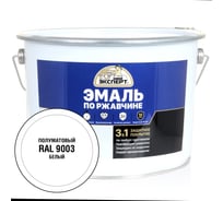 Эмаль Эксперт по ржавчине 3 в 1 полуматовая, белый RAL 9003, 10 кг 28331