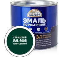 Эмаль ЭКСПЕРТ по ржавчине 3 в 1 глянцевая, темно-зеленый RAL 6005, 1.8 кг 28271