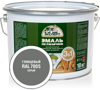 Эмаль ЭКСПЕРТ по ржавчине 3 в 1 глянцевая, серый RAL 7005, 10 кг 28286