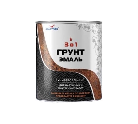 Грунт-эмаль по ржавчине 3 в 1 АЛЬБАТРОС NEW белый, 0.9кг 010136 1