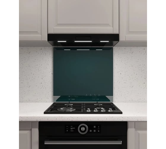 Защитный экран Normand 700х600х4 мм, RAL6004, из закаленного стекла, на кухонный фартук, для плиты от брызг, 136-461 1