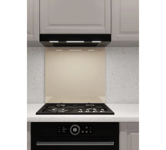 Защитный экран Normand 700х600х4 мм, RAL 1015, из закаленного стекла, на кухонный фартук, для плиты от брызг, 136-454 1