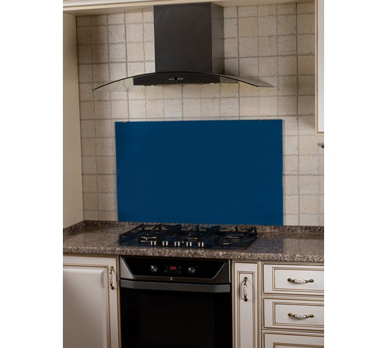 Защитный экран Normand 600х1000х4 мм, RAL 5023, из закаленного стекла, на кухонный фартук, для плиты от брызг, 105-255 1