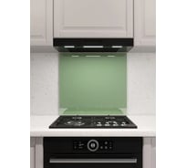 Защитный экран Normand 600х600х4 мм, RAL 6021, из закаленного стекла, на кухонный фартук, для плиты от брызг, 136-416