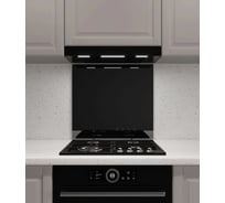 Защитный экран Normand 600х500х4 мм, RAL 9005, из закаленного стекла, на кухонный фартук, для плиты от брызг, 134-306