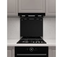 Защитный экран Normand 600х600х4 мм, RAL 9005, из закаленного стекла, на кухонный фартук, для плиты от брызг, 134-313